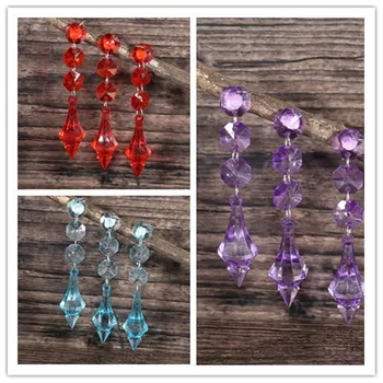 

4 Colous 12x Acrylic Crystal Clear Beads Garland Octagonal Beaded Strand Hanging Curtain For Wedding Party Decoration Favor