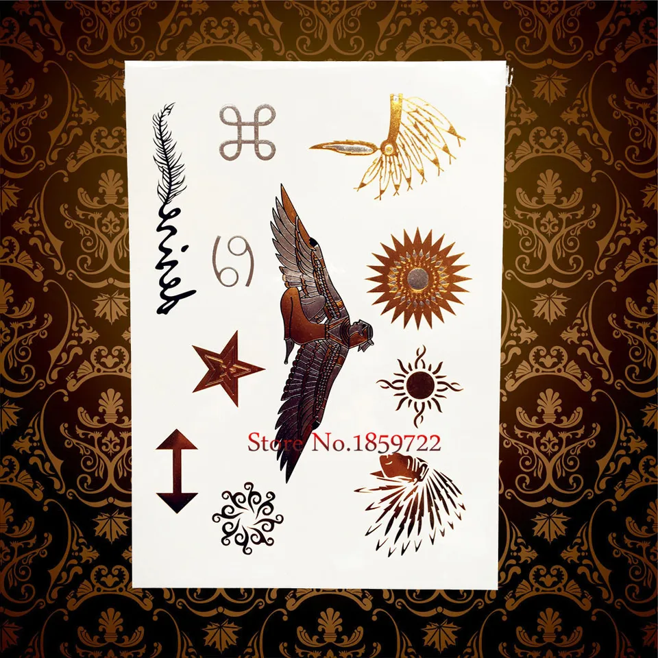 1pc Chaud Populaire Indien Femmes Aigle Ailes Conception Or Flash Temporaire Tatouage Autocollants Hyh 072 Soleil Faucon Totem Metallique Faux Tatouage Aliexpress 1pc Chaud Populaire Indien Femmes Aigle Ailes Conception Or Flash Temporaire Tatouage Autocollants Hyh 072 Soleil Faucon Totem Metallique Faux Tatouage Aliexpress