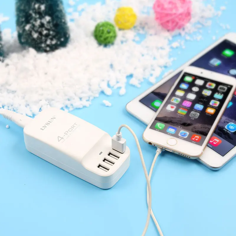 Настольное зарядное устройство 34 Вт с 4 USB портами для iPhone 6 5s 5c 4s iPad Samsung Galaxy S6 S4 XIAOMI