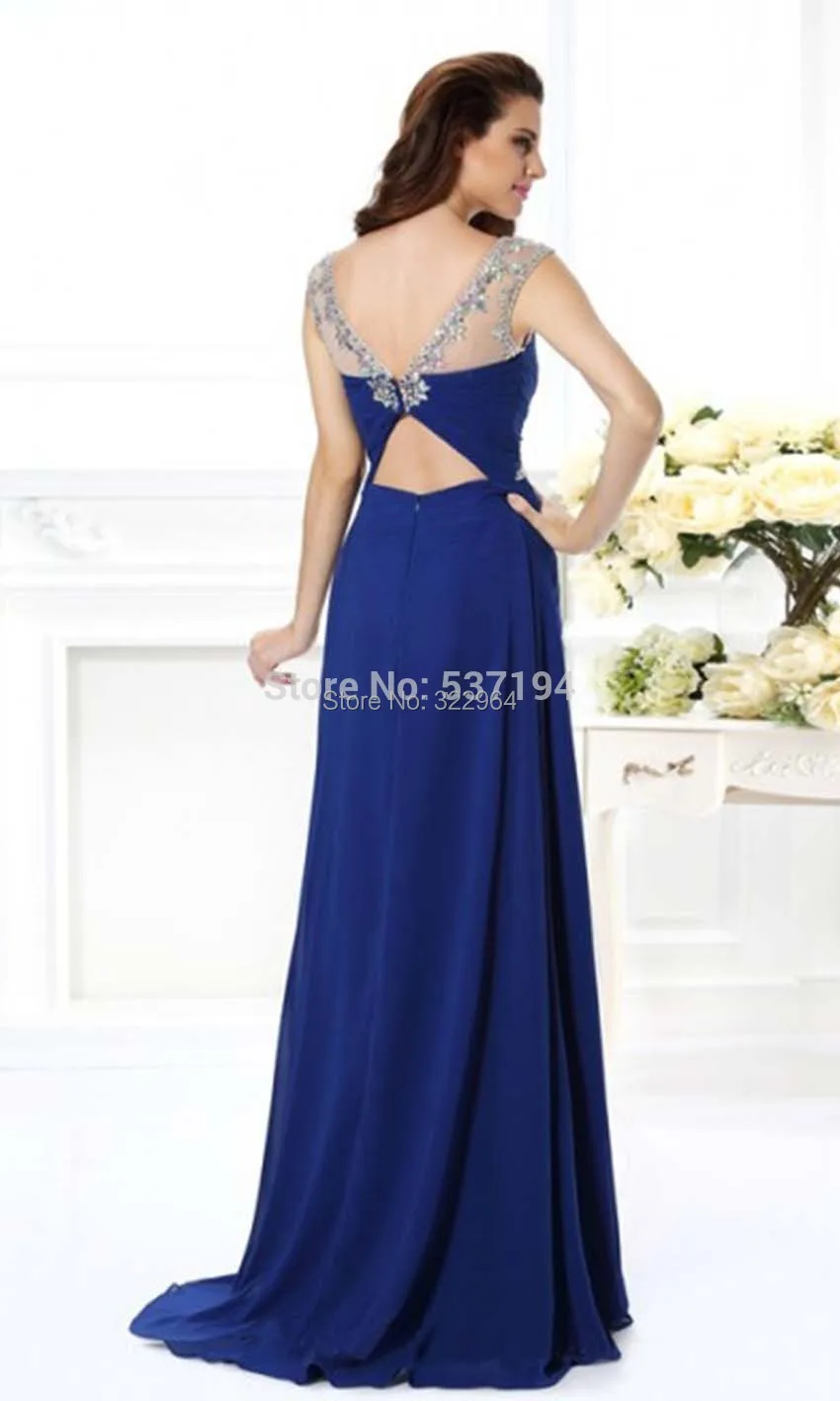 Fashion Royal Blue Chiffon Abendkleider Lang 11 Long Beaded Fashion Royal Blue Chiffon Abendkleider Lang 11 Long Beaded