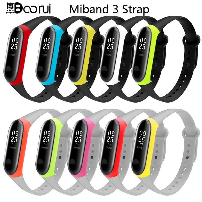 

BOORUI mi band 3 strap Double color miband 3 accessories pulseira miband 3 strap replacement silicone wrist strap for xiaomi mi3
