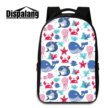 

Dispalang Brand Laptop Backpack Sea Animal Dolphin Printing Notebook Computer Backpacks Large Capacity Women Men School Bags