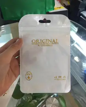 

Hot stamping Android Apple mobile phone accessories packaging zipper bag with hang hole for earphone data cable charger adapter