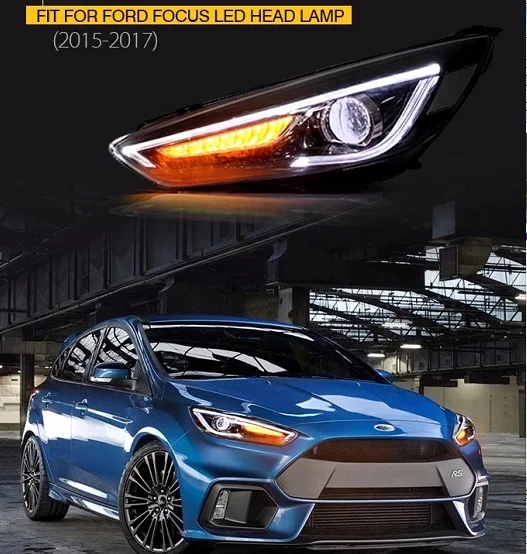 

VLAND manufacturer for Car head lamp for Focus LED Headlight 2015 2016 2017 Head light with moving turn signal and red devil eye
