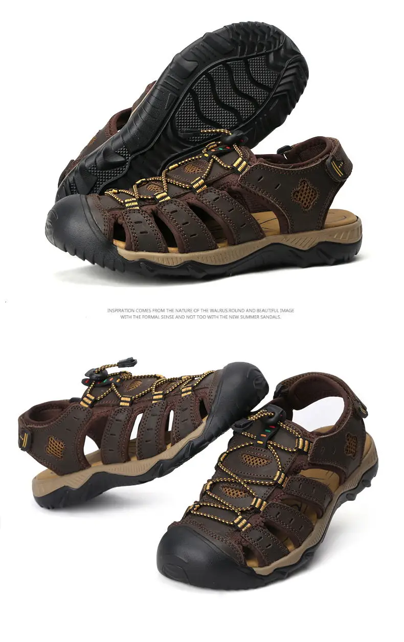 LAISUMK/Новые модные летние пляжные дышащие мужские сандалии из натуральной кожи мужская повседневная обувь размера плюс 39-48