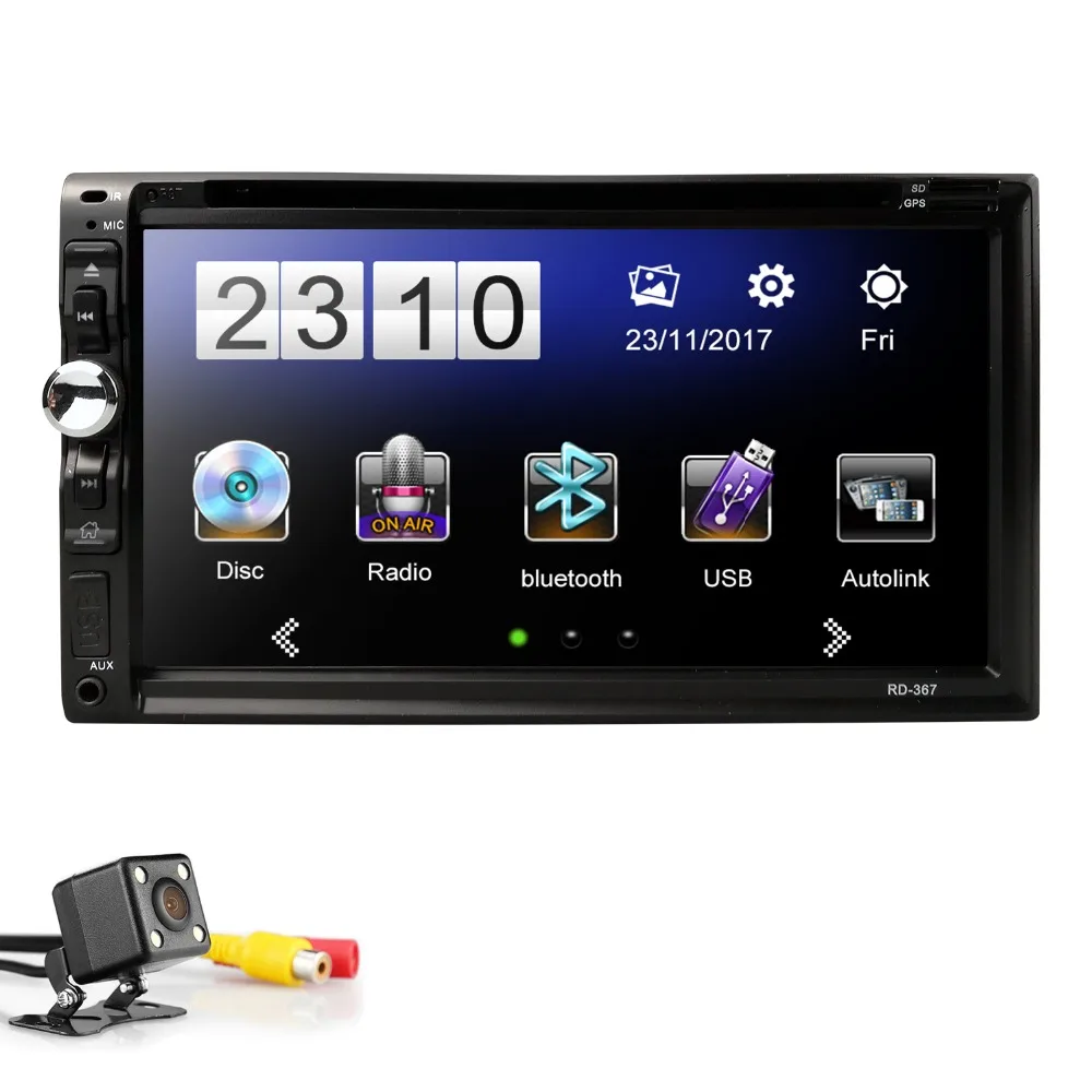 

Car DVD player Universal 7 Inch 2 din Radio Support Bluetooth Steering wheel control RDS Free camera Mirror link 1080 P