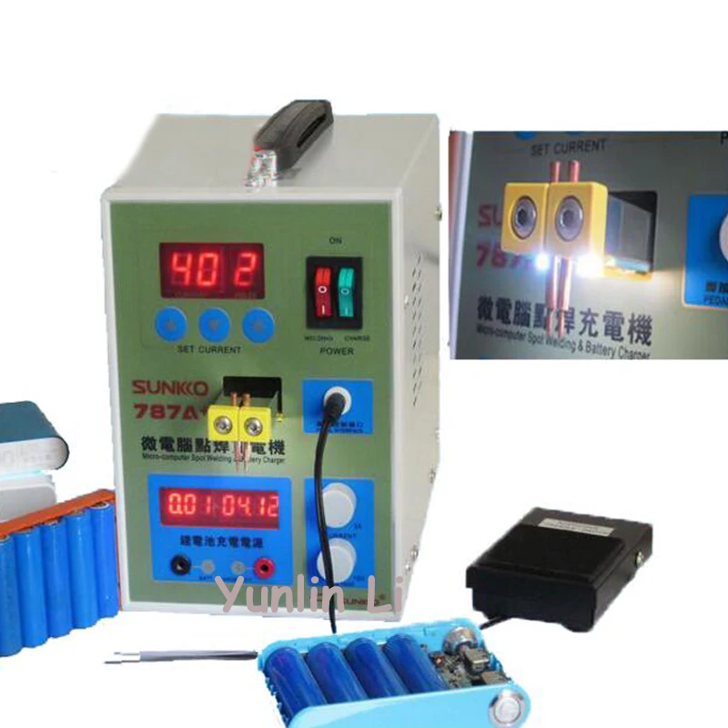 

Micro-computer Spot Welding & Battery Charger Portable LED Pulse 18650 Battery Spot Welder 787A+