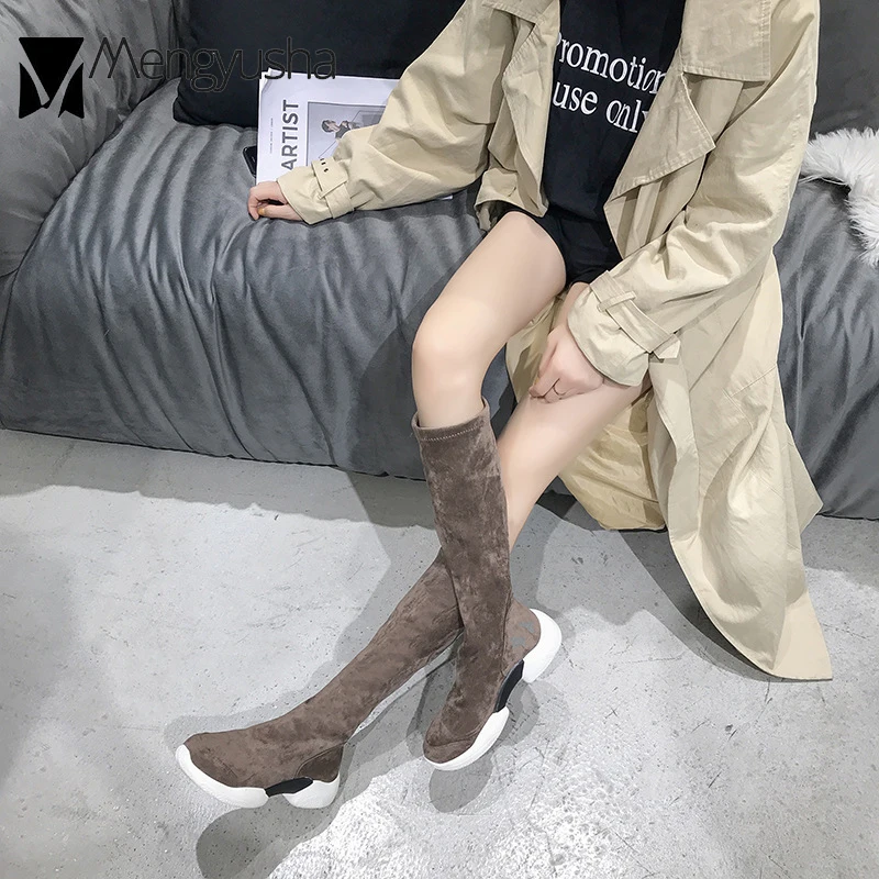 Новый дымоход slim leg botas высококлассные стадо стрейч Длинные носки сапоги на