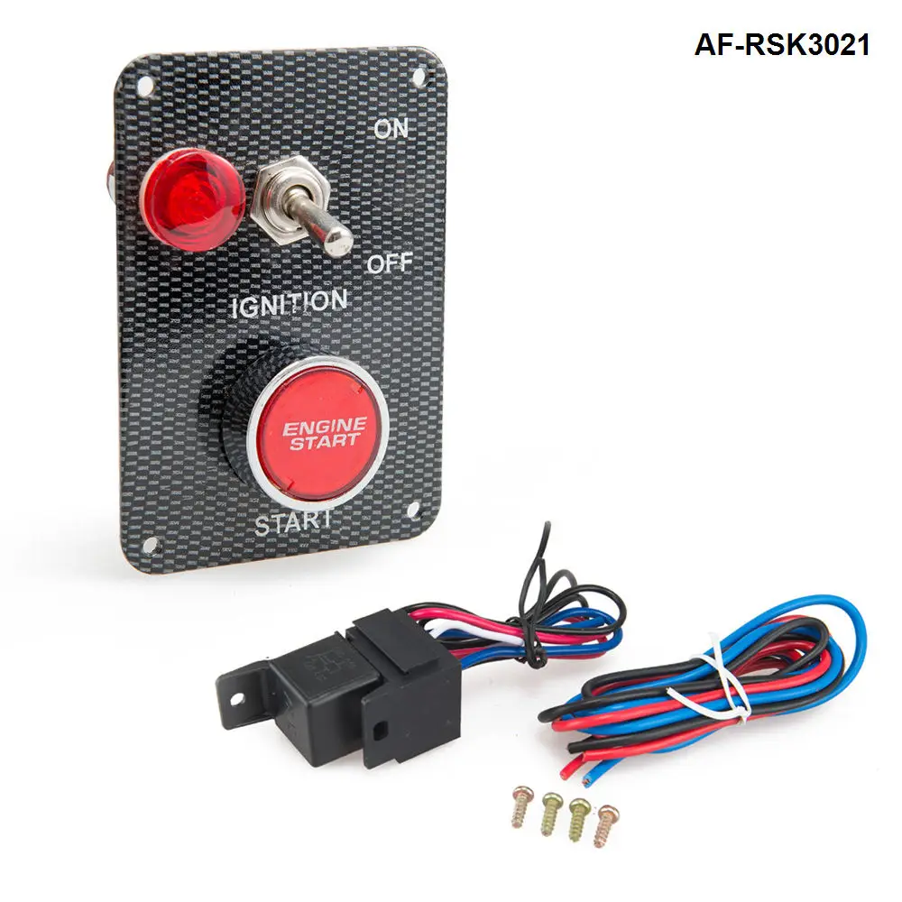 Racing Car Carbon 12V Ignition Switch Panel Engine Start Push Button