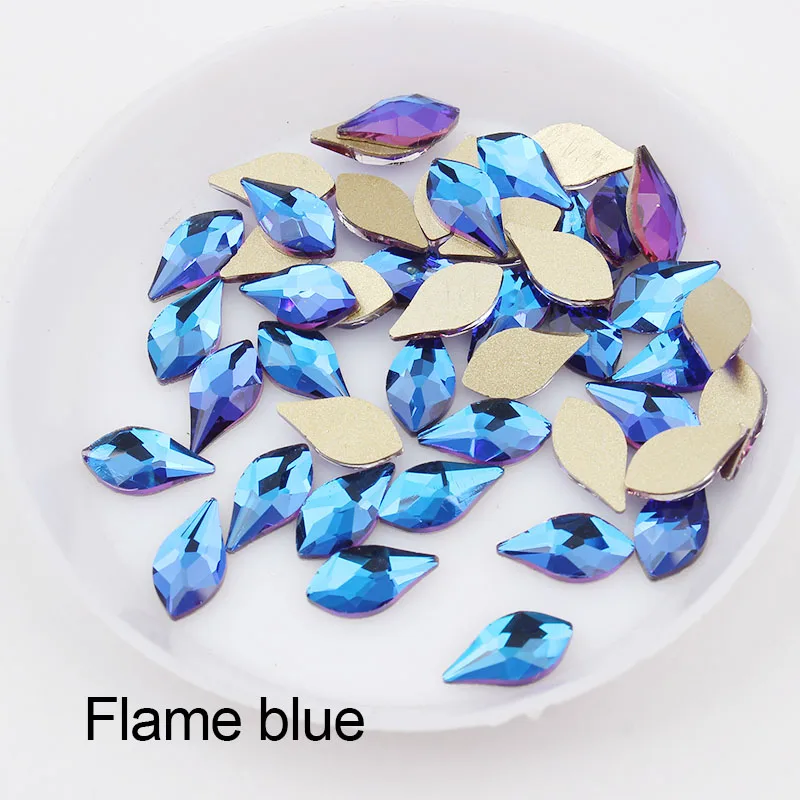 30 шт./партия, 3D дизайн ногтей, стразы, Сияющие, смешанные цвета, стекло в форме груши, камень, ожерелье с каплевидными кристаллами украшение для ногтей, инструмент, аксессуар для ногтей - Цвет: Flame blue
