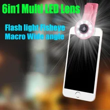 6in1 светодиодный фонарик рыбий глазные линзы Широкий формат макро объектив мобильного телефона для htc 10 edoogee x5 max x6 elephone s7 gooweel nexus 5