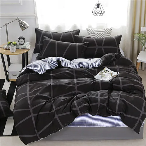 weila black 3/4 штуки в комплекте комплект с геометрическим узором, пододеяльник, простынь и наволочки черный комплект постельного белья Лист Комплект постельного белья AB сбоку домашний декор серый постельное белье - Цвет: weila black