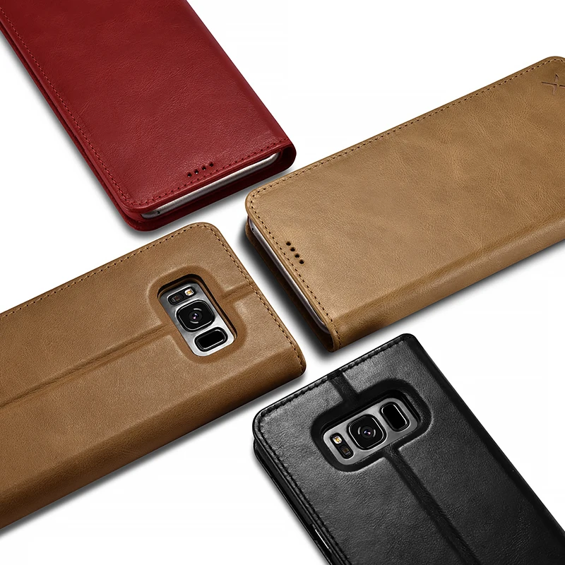XOOMZ брендовый чехол-кошелек из натуральной кожи для Samsung Galaxy S8 Plus с магнитной застежкой с откидной крышкой и подставкой