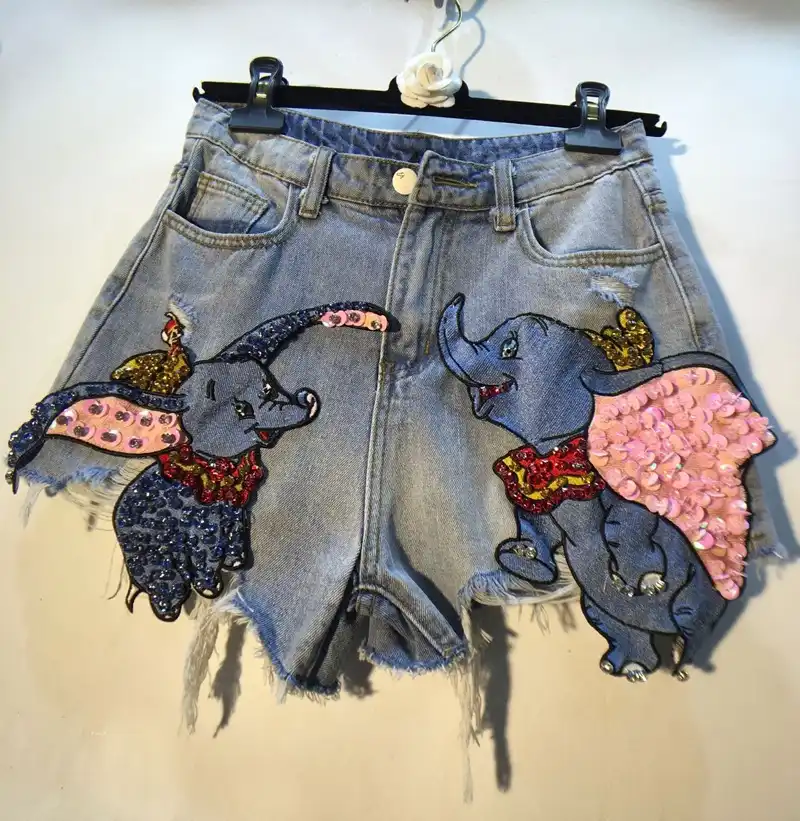 classic lace up in wholesale online Heavy work elephant patch sequins diamond denim shorts women ... classic lace up in wholesale online Heavy work elephant patch sequins diamond denim shorts women ...