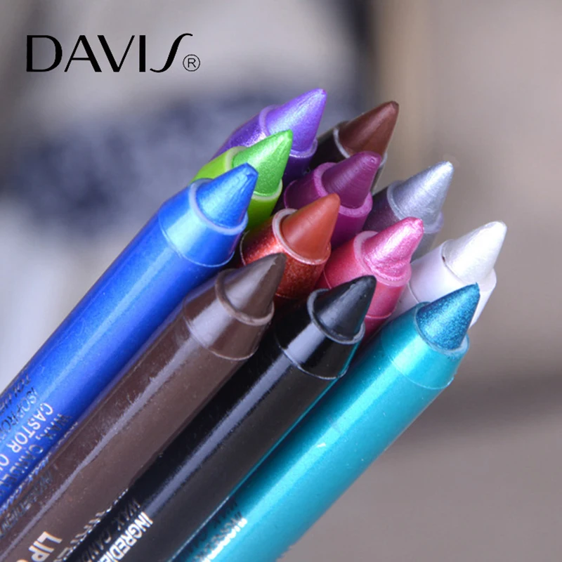 Davis Brand 12 Colors Glitter Eyeliner Pencil Long-lasting Waterproof Sexy Colorful Eyeliner Eyes Makeup Pencil Eye Tatoo Tools