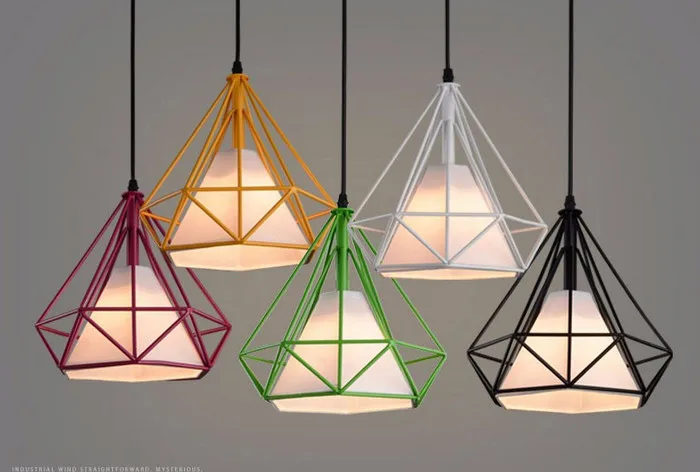

birdcage chandelier Scandinavian modern minimalist art pyramid iron chandelier creative restaurant lights with LED bulb