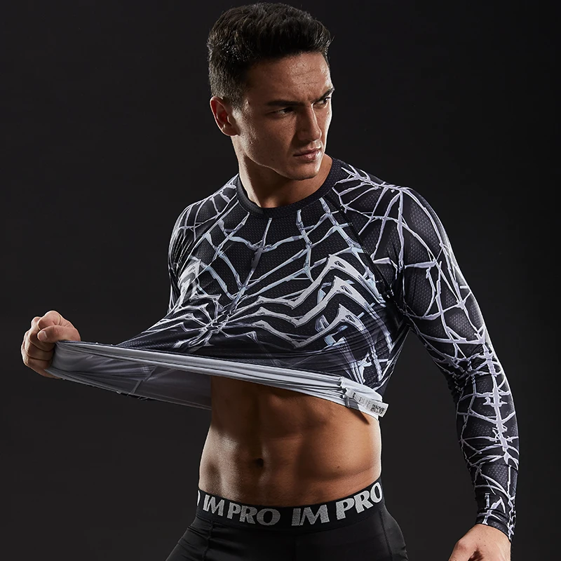 

Fitness body building Cloth Compression Shirt Men 3D Printed T-shirts Raglan Long Sleeve Cosplay Costume Tops Male Gym shirts