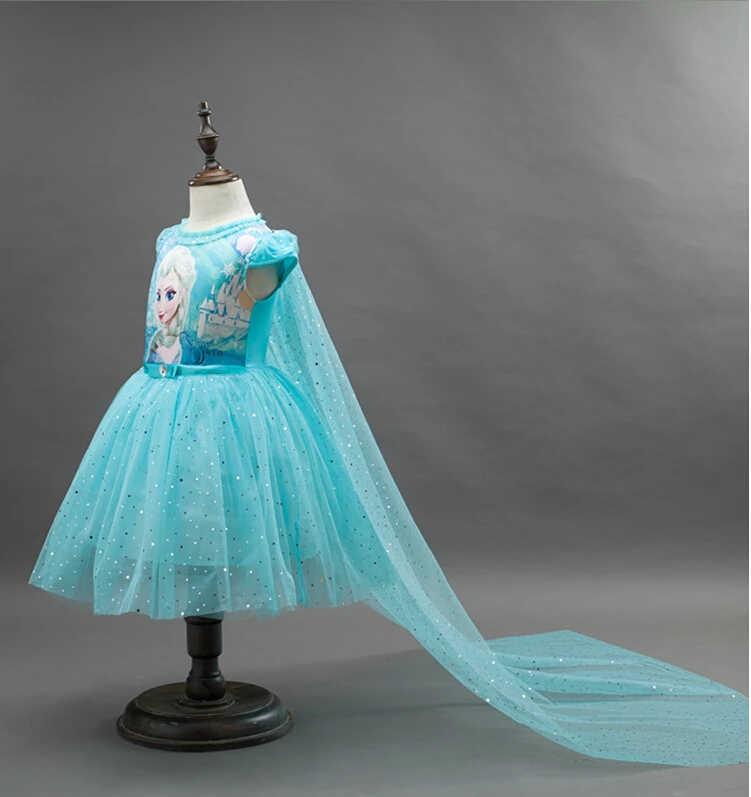 Новинка года; платье Анны и Эльзы Детский карнавальный костюм принцессы Софии платье Снежной Королевы для маленьких девочек+ накидка; Vestido infantil