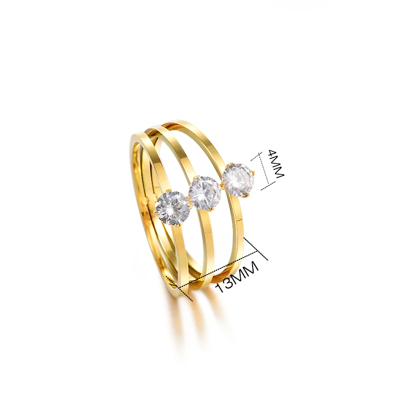 Baoyan многослойное Золотое Нержавеющая сталь кольца элегантный перстень для женщин кубический фианит свадебное обручальное кольцо для Для женщин