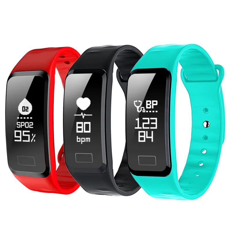 

Silicone smart bracelet heart rate blood pressure watch sports fitness oxygen saturation pedometer IOS Android