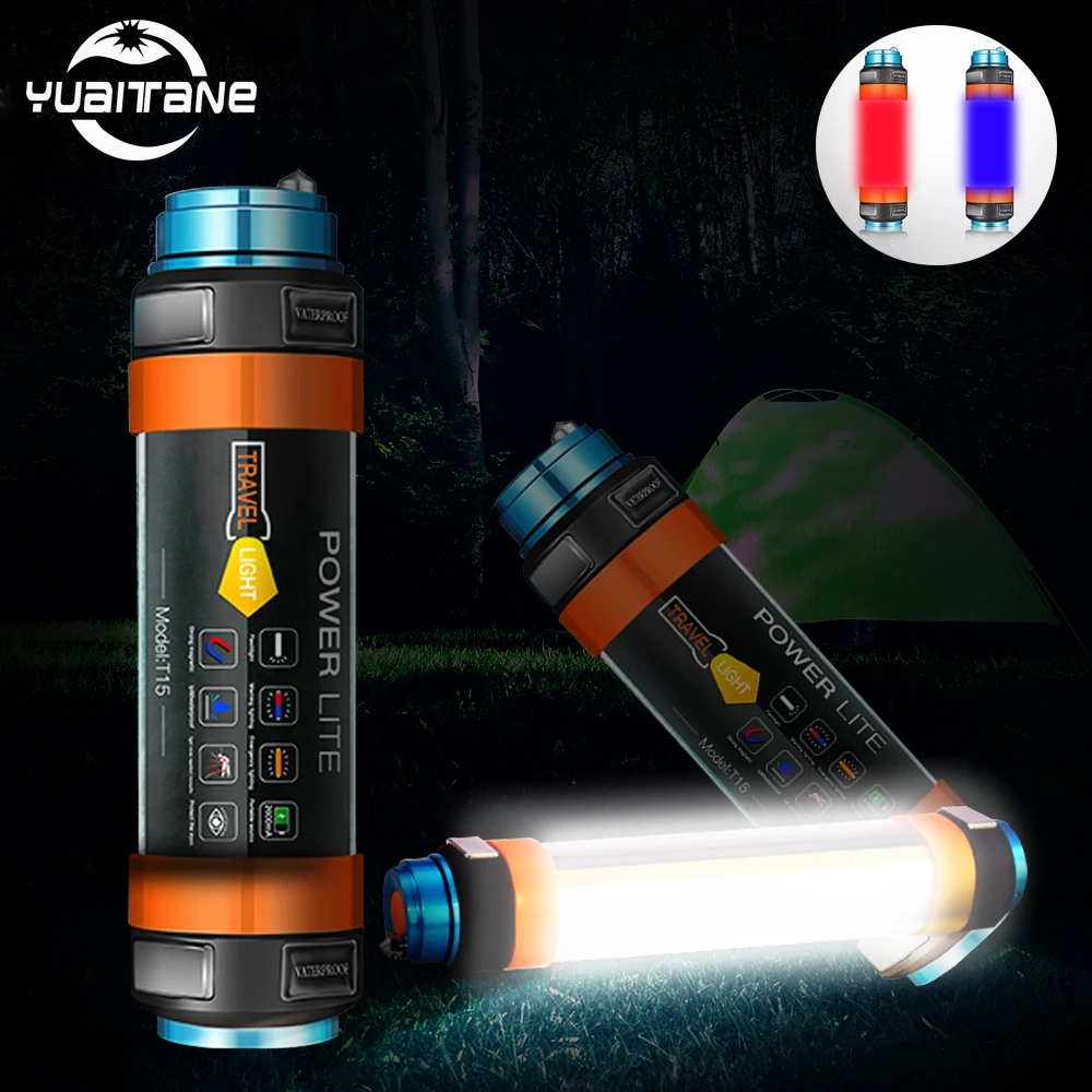 

7800mAH Multifunctional Rechargeable LED Flashlight Camping Lantern Tent Light Mosquito Lamp Work Warning Light IP68 waterproof