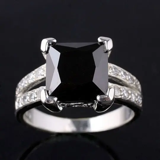 Женское кольцо с квадратным камнем 9 Х9 мм|silver plated rings|ring womenplated ring |