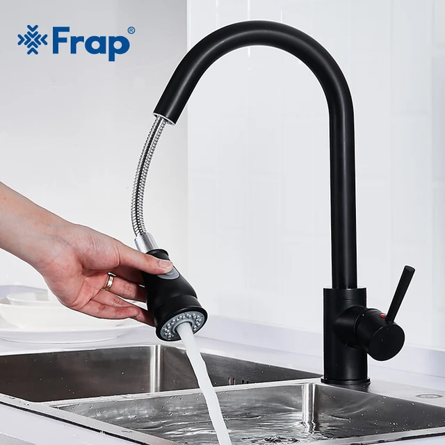 Cheap Frap Newly Arrived Pull Out Kitchen Faucet Black Sink Mixer Tap Sprayer Two Ways Spout Kitchen Hot and Cold Water Faucets Y40080