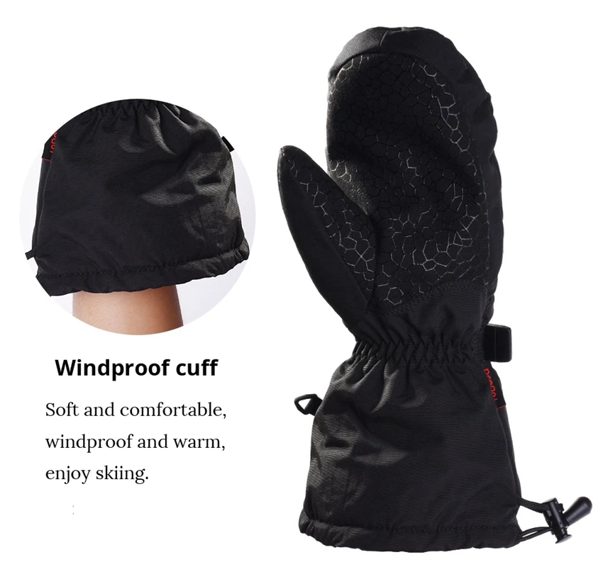 Мужские и женские регулируемые длинные наручные теплые лыжные перчатки ветрозащитные снегоходные сноубордические перчатки водонепроницаемые термальные лыжные перчатки