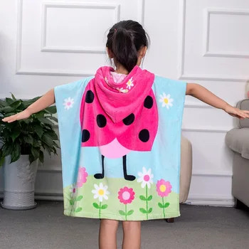 

Drop shipping Children Hooded Towel 100% Cotton 60x120cm Print Hoodie Bath Beach Towel Hoody Towel Cloak Poncho for Kids BT055