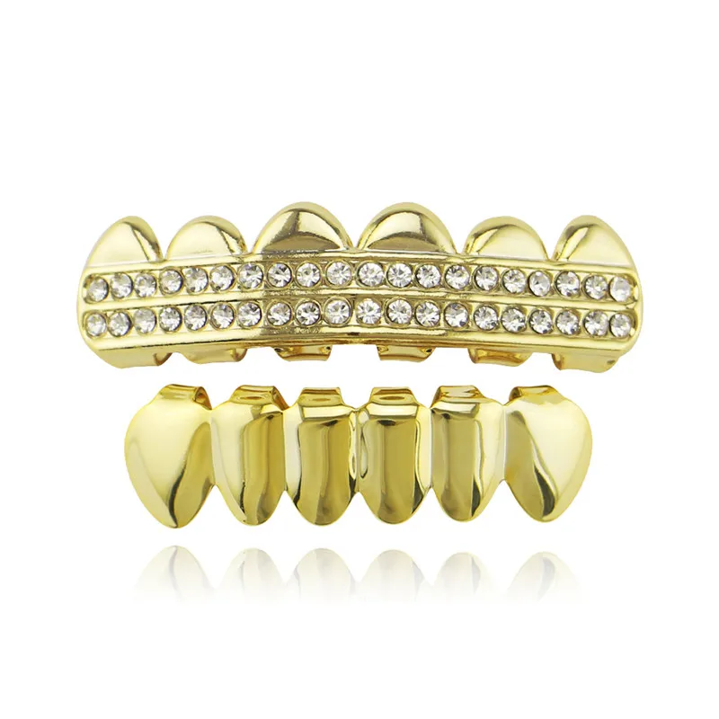 Psivika 2PC Gold Plated With Diamond Round Single Grillz Cap For Your