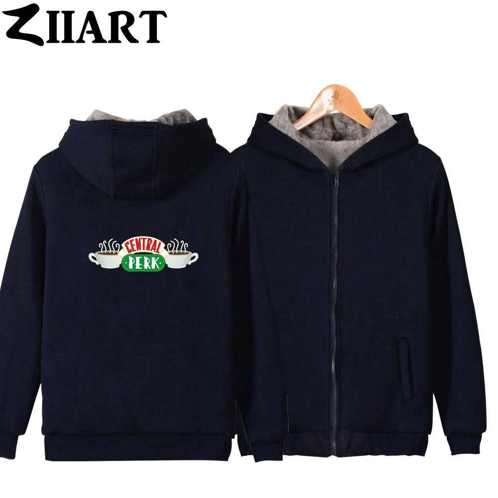 

central perk Cafe friends tv show logo Couple Clothes Girls Woman Full Zip Autumn Winter Plus Velvet Parkas ZIIART