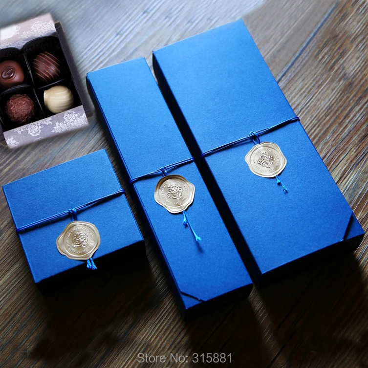 

Blue Chocolate Boxes Chocolate Paper Box Valentine's Day Christmas Birthday Party Supplies Gift Packaging 10set/lot