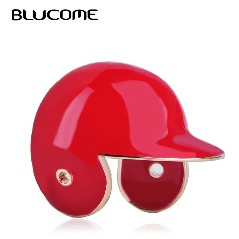 Blucome Vivid Red Baseball Cap Shape Brooches Gold Color Enamel Jewelry Boys Men Sportsman Hat Clothes Accessories Creative Pins | Украшения
