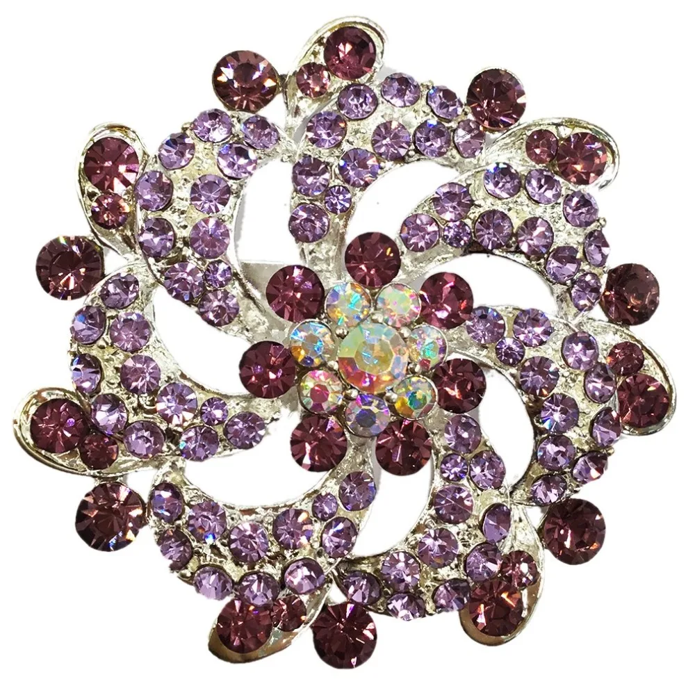 

Dark Purple Fashion Flower Hot Christmas Brooches Jewelry Rhinestone Brooch Wedding Clip BRO03