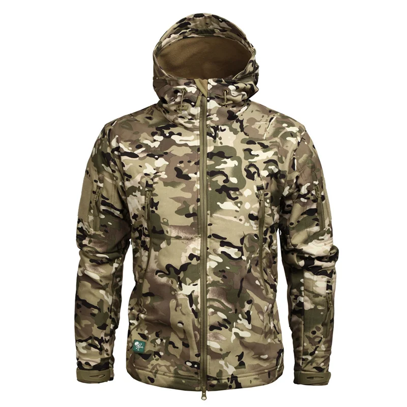 Online Mege Marke Camouflage Military Männer Mit Kapuze Jacke, Haifisch Softshell UNS Armee Taktische Mantel, Multicamo, Woodland, a TACS, AT FG