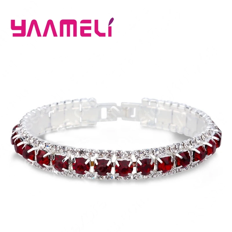 Top Sale 925 Sterling Silver Bracelets Full AAA Zircon Austrian Crystal Femme Women Link Chain Jewelry Bangles 14 Colors - Image 4