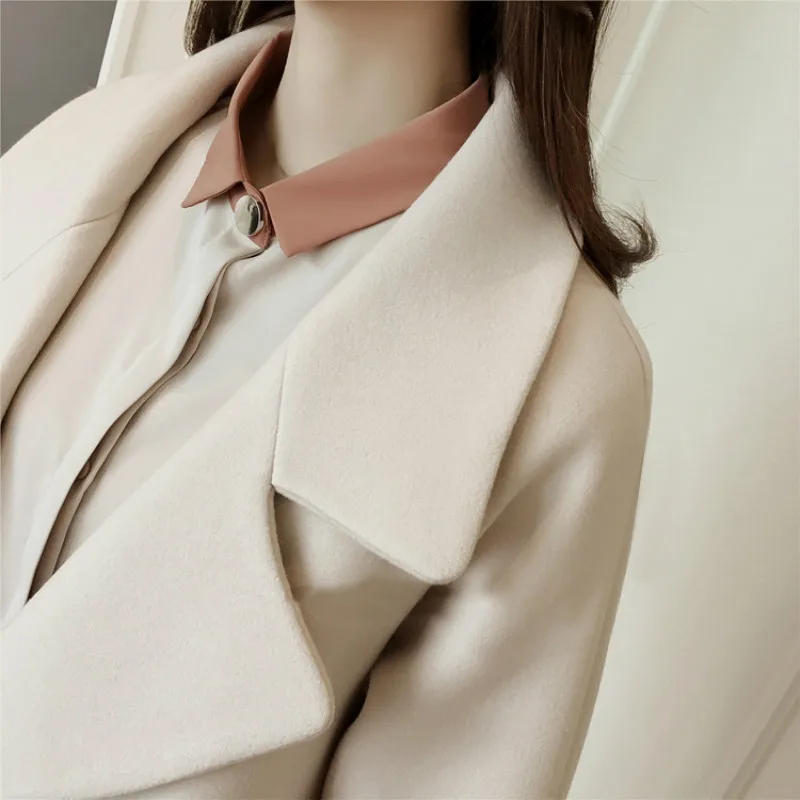 Taille Spéciale Le Offre Supérieure Mode Vers Double Mélangée Mince Nouvelle Femmes Beige Boutonnage Laine Qualité Manteau Grande brown D'hiver 2018 Bas Tournent À wE7nRH