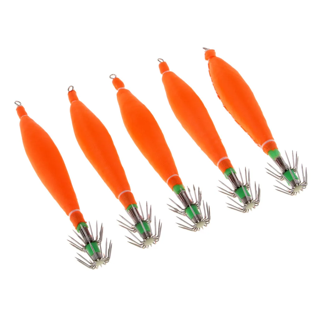 5Pcs 11cm Luminous Dual-layer Split Squid Jig Hooks Durable Octopus Saltwater Fishing Lure Hook Fishing Tackle Tool