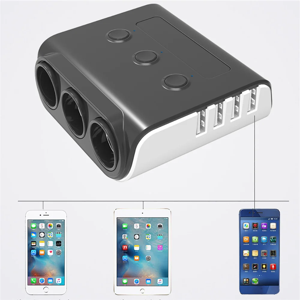 Powstro 1 до 3 разветвитель прикуривателя с 4 USB интерфейсом 100 Вт автомобильное