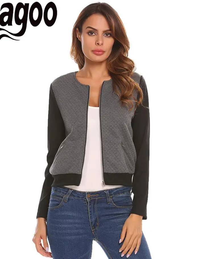 Zeagoo Relaxed Baseball Neck Long Sleeve Women Fit Zipper