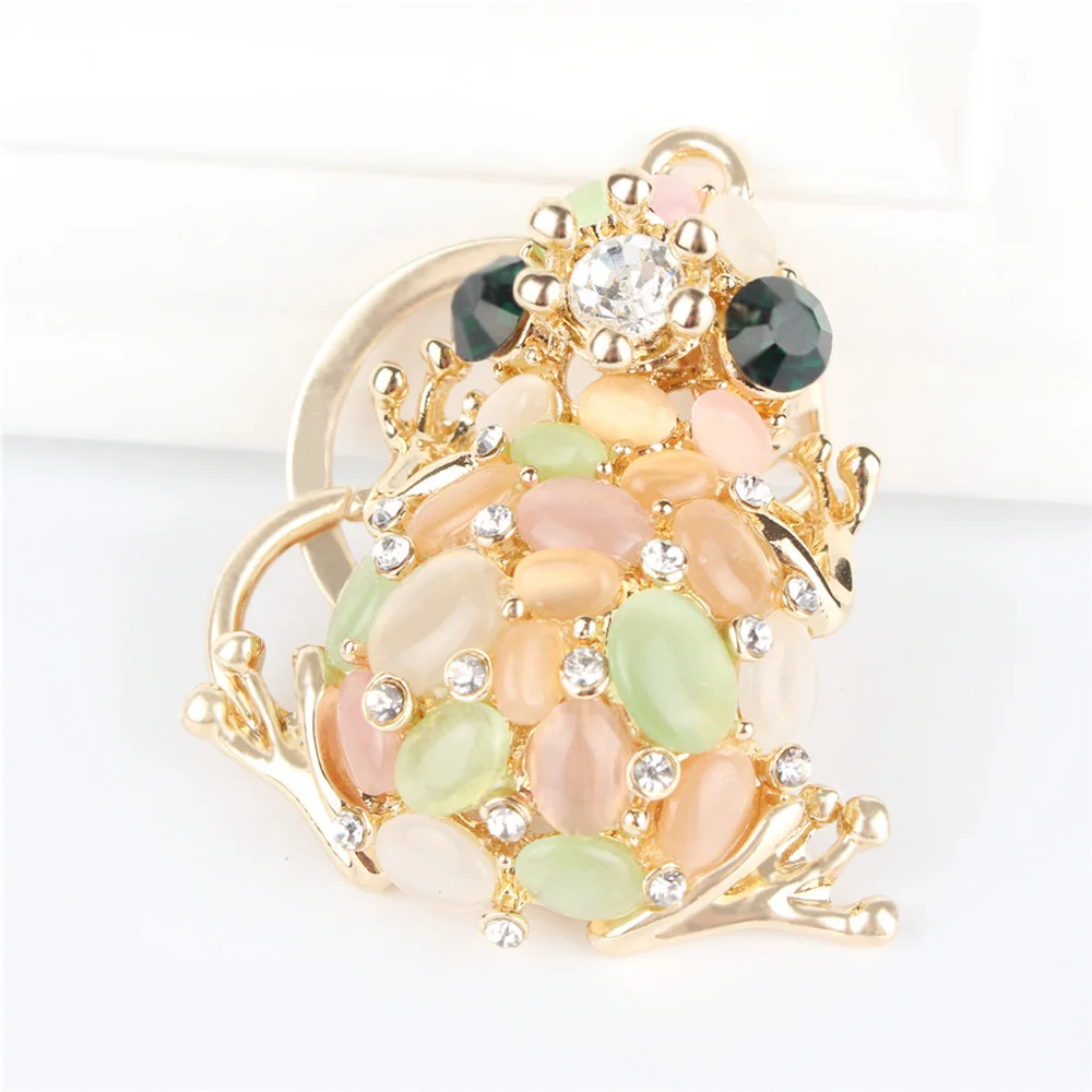 

New Cat Eye Stone Frog Pendant Charm Rhinestone Crystal Purse Bag Keyring Key Chain Accessories Wedding Party Gift