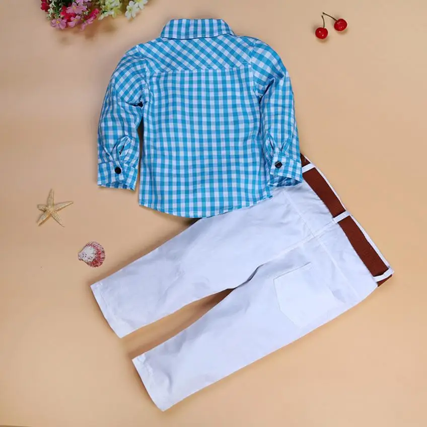 1 комплект, Детская футболка с длинными рукавами для маленьких мальчиков топы+ брюки+ ремень, одежда, наряды крутой джентльмен,,, 8 августа