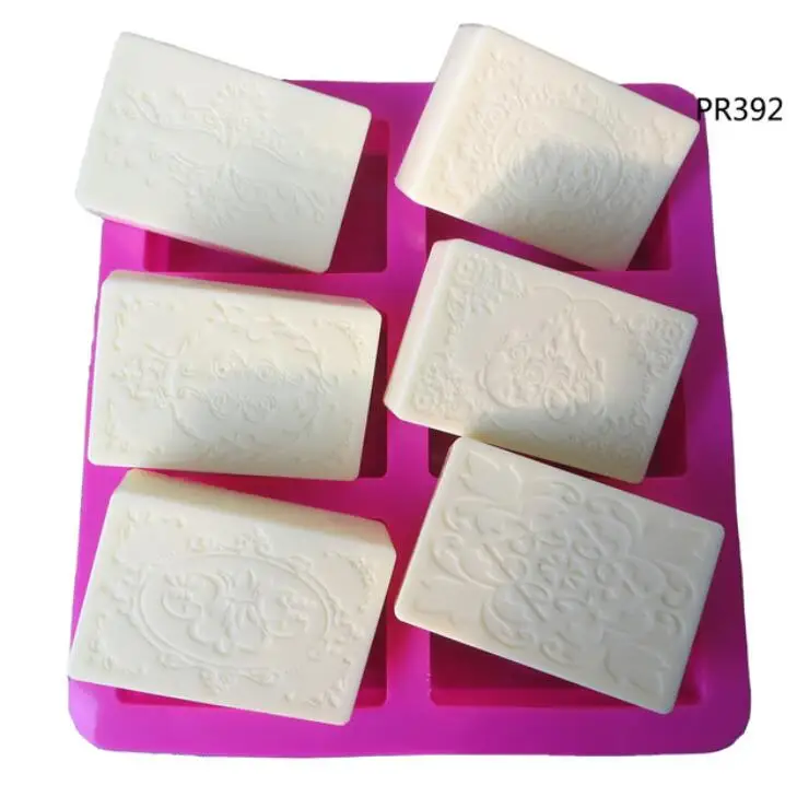 

PRZY PR392 DIY Silicone Soap Mold For Soap Making 6 Forms Rectangle Soap Mould Handmade Craft Flowers Bathroom Kitchen Soap Mold
