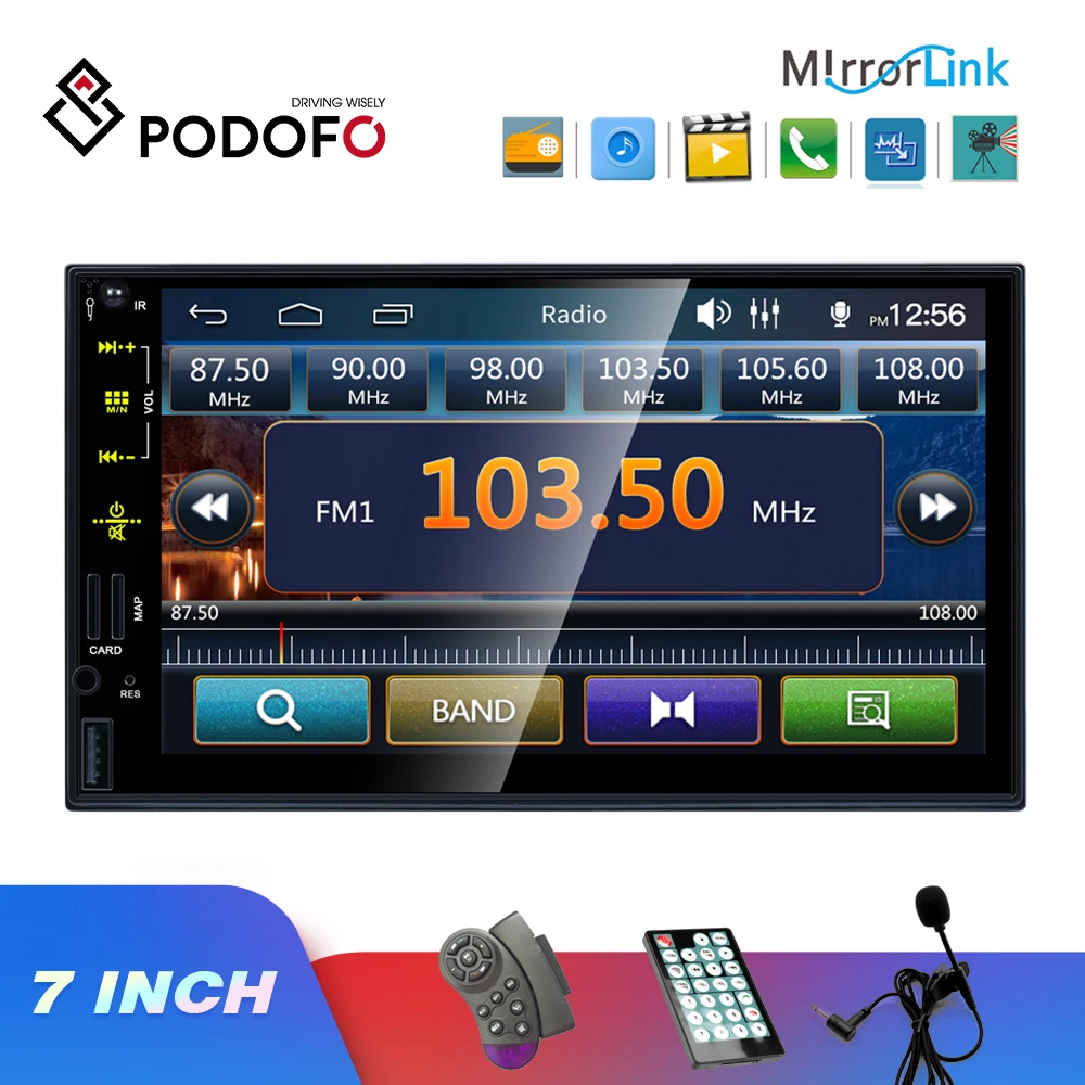 Podofo Autoradio 2 Din Car Multimedia Player 7" MP5 Car Radio IOS/Android Mirror Link Car Auto Radio Support Micphone And Camera