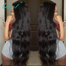 Qearl Brazilian Lace Front Human Hair Wigs For Women Remy Hair Natural Wavy 24″26″28″inchs Black Color Wigs with Baby Hair