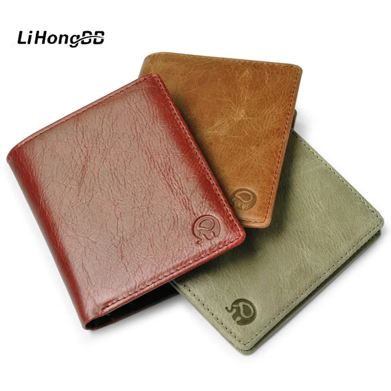 Casual Genuine Leather Wallet For Men / Women Small Thin Card Holder Slim Wallets Mini Short ...