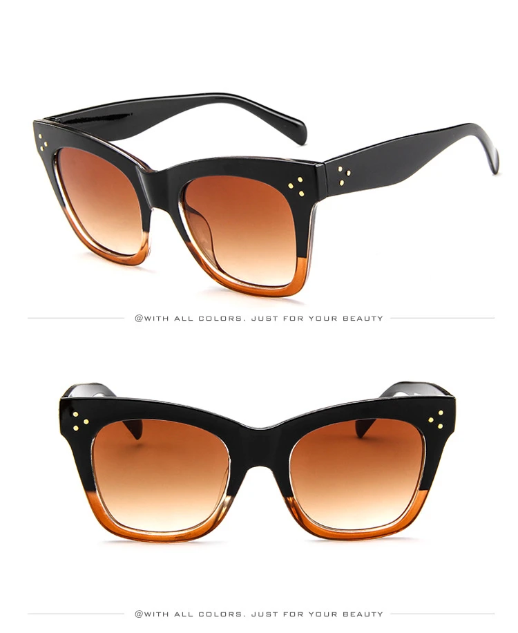 Роскошные прямоугольные солнцезащитные очки для женщин фирменный дизайн ретро красочные прозрачные Модные солнцезащитные очки «кошачий глаз» женские очки UV400