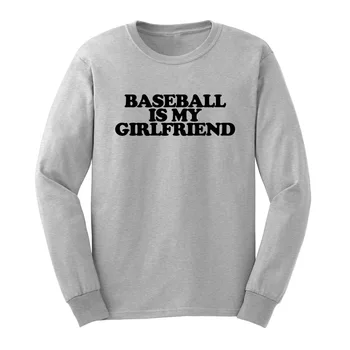 

Loo Show Mens Baseball is My Girlfriend Funny Long Sleeve Adult T-Shirts Casual Men Tee
