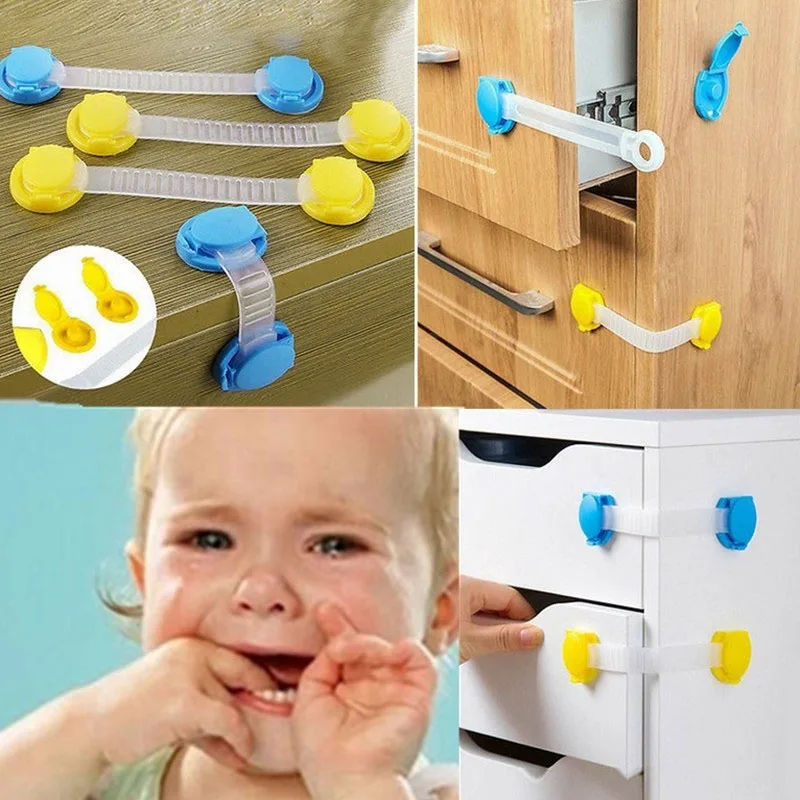 10pcs Safety Drawer Locks Door Refrigerator Security Straps