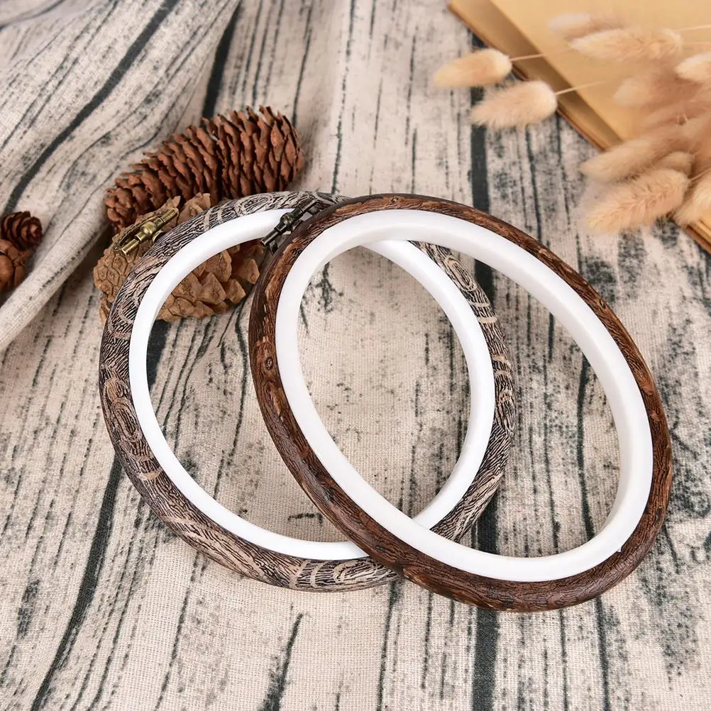 Wood Plastic Frame Embroidery Hoop Ring Round Loop Crafts For Cross Stitch
